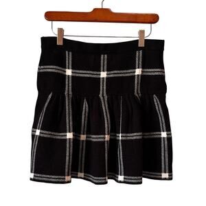 Cynthia Rowley Black White Plaid Wool Blend Mini Skirt Size Medium